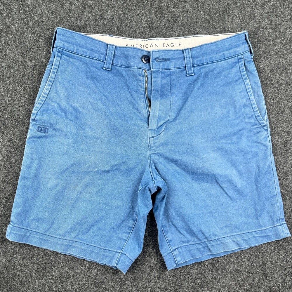 American Eagle Mens Slim Fit Workwear AE Flex Shorts Blue Size 30 4191-6817